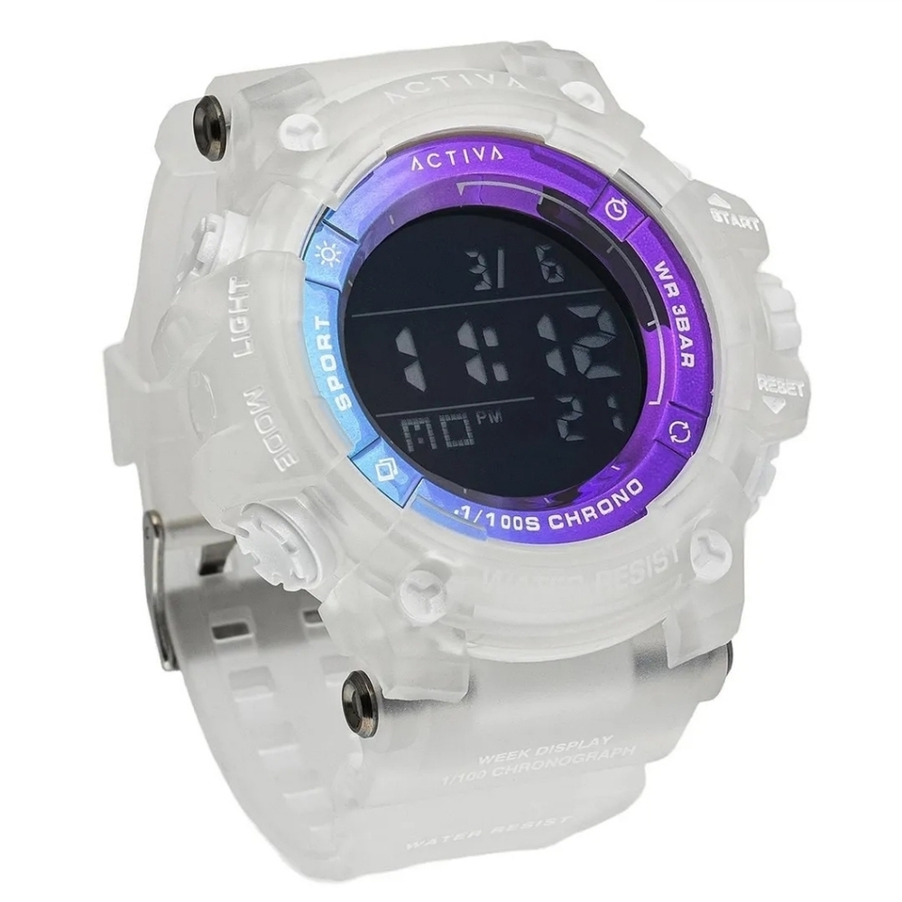 NEW ACW8046-001 Activa Summit X Invicta Mens Digital 50mm White & Clear Watch